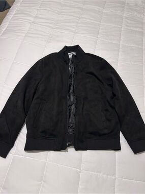 DKNY Black Suede-Look Bomber Jacket